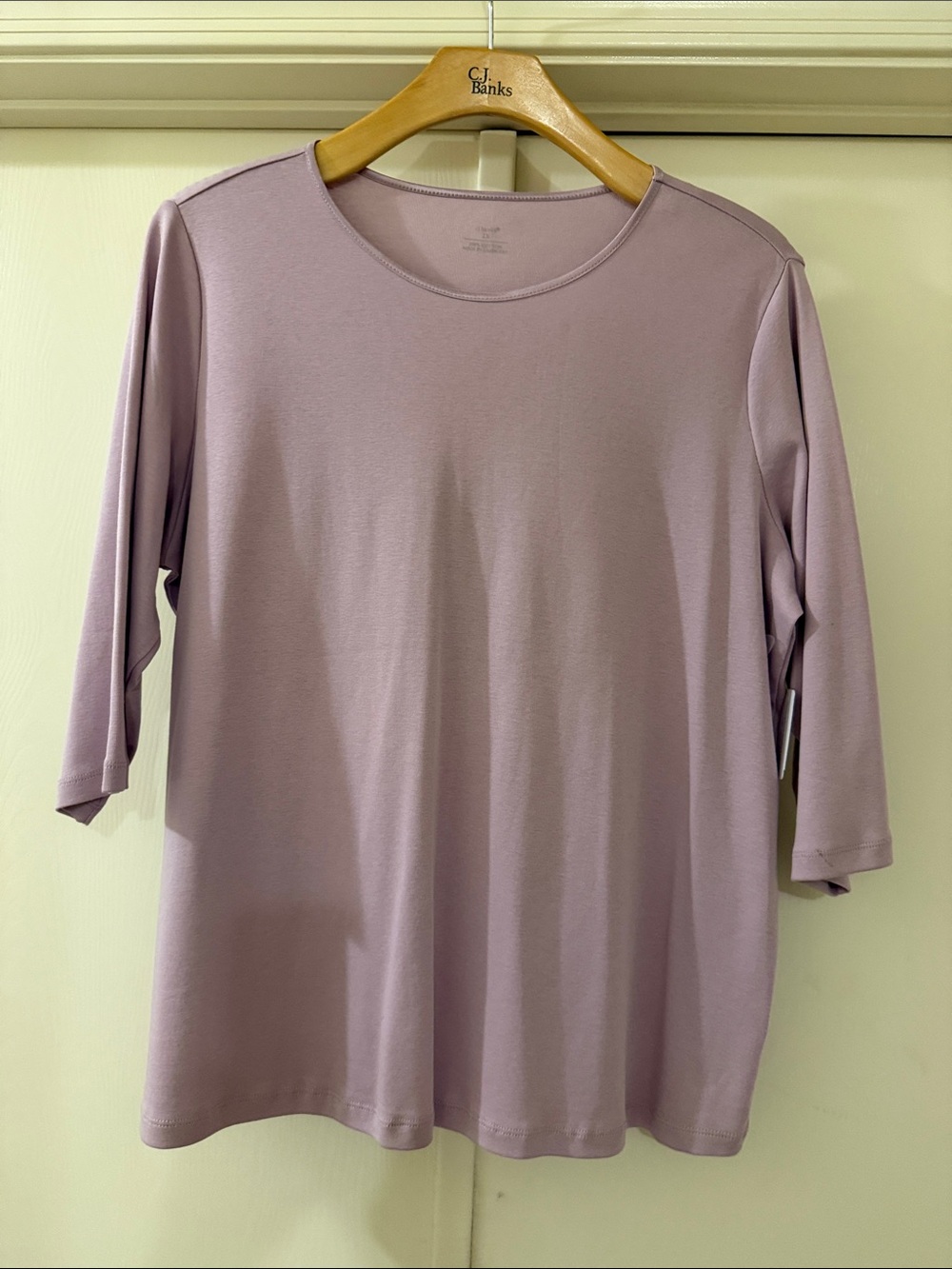 CJ Banks Lavender Long Sleeve Crewneck Tee